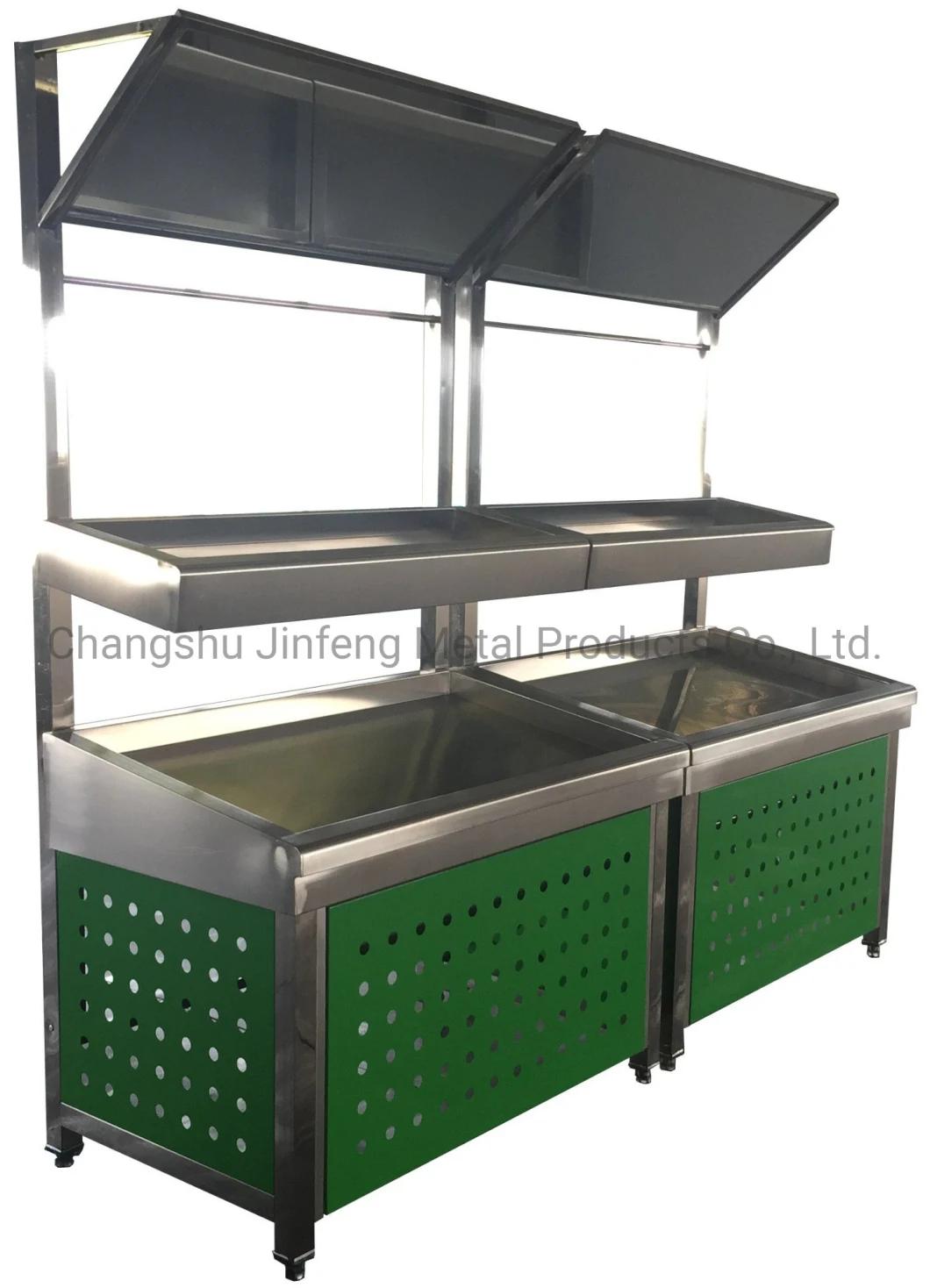 Supermarket Double Layers Display Stand Store Fruit and Vegetable Shelve