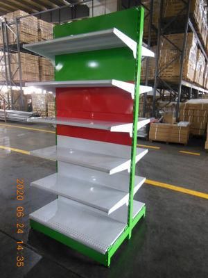 Grocery Store Goods Display Shelf and Supermarket Shelving Unit Supplier Double Side Metal Gondolar Rack