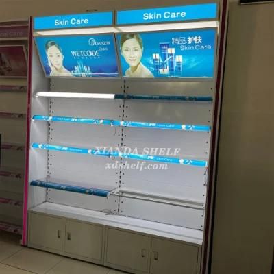 ODM Gondola Retail Price Wooden Light Floor Stand Supermarket Display Shelf Cosmetic Shelving