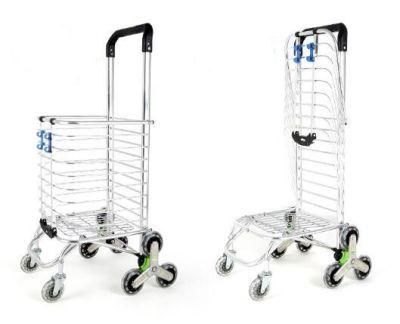 China Factory Durable Folding Shopping Bag Trolley Aluminum Portable Cart with Detachable Bag