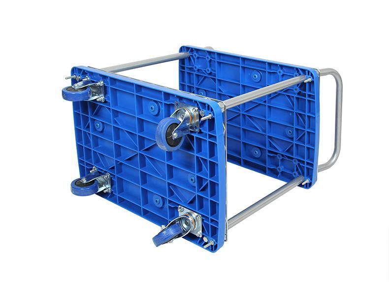 Heavy Duty Stainless Steel Wheels Transport Trolley Movable Double Handle Platform Cart for Industry Logistic Transportation Warehouse