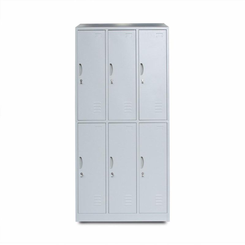 School Use 6 Doors Steel Cabinet Metal Locker with Sloping Top