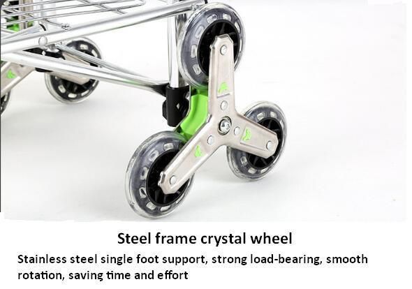 China New Arrival Aluminum Folding Shopping Basket Trolley with Stair Climbing Wheels