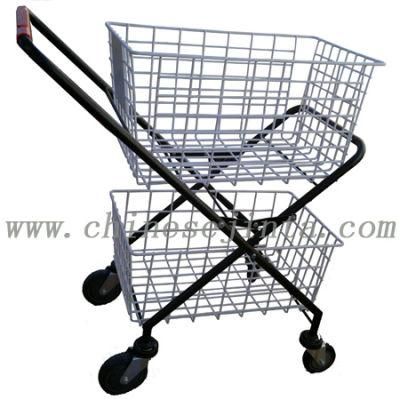 Double Layer Wire Basket Shopping Trolley (JT-G15)
