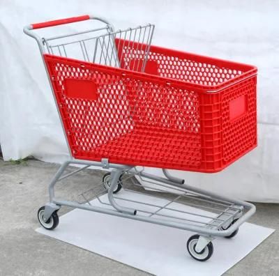 Modern Hot Sale 4 Wheel Plastic Basket Shopping Cart