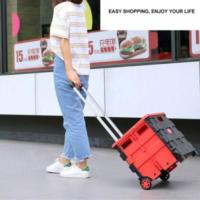 Small Rolling Packaging Portable Foldaway Shopping Trolley for Supermarket