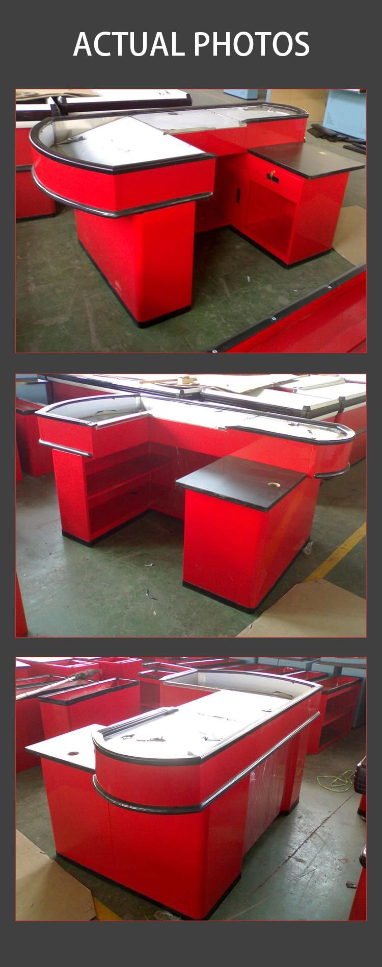 Supermarket Checkout Counter with Belt New Design Reconditioned Store Electric Cashier Counter