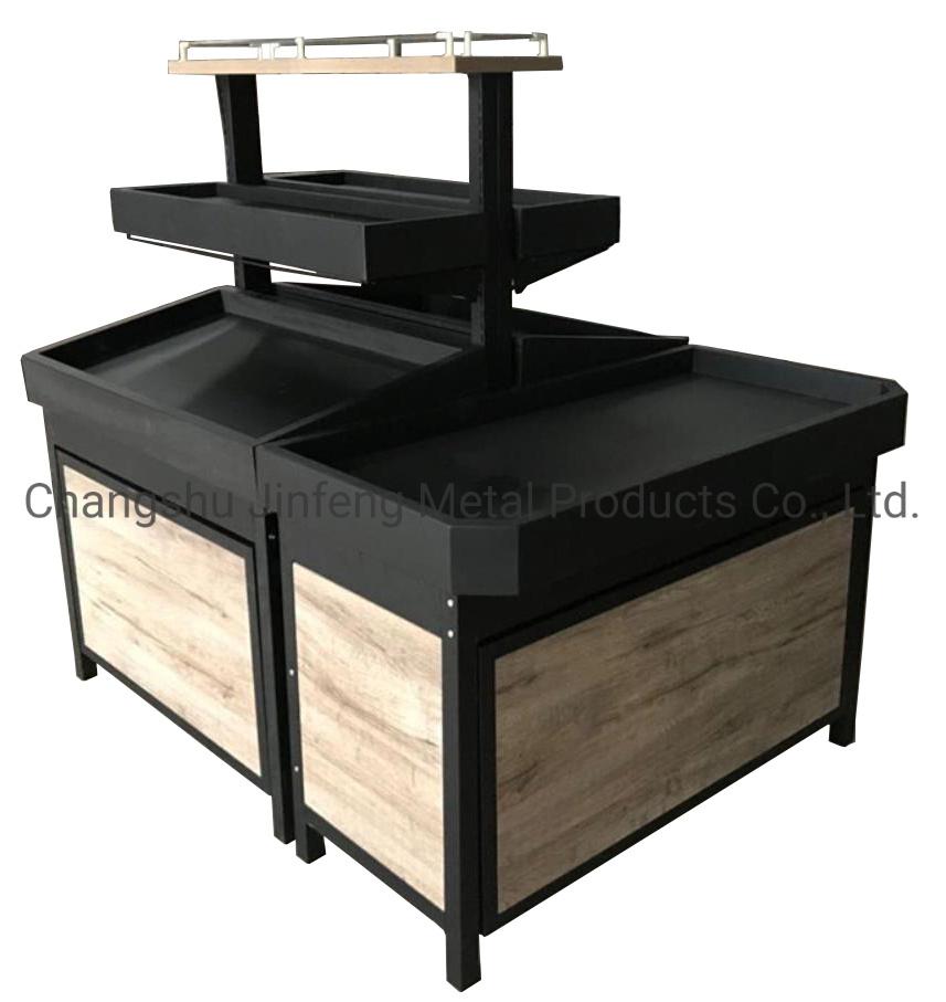 Supermarket Furniture Wooden and Metal Display Shelves for Vegetable and Fruit