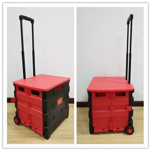 China Lightweight Multi Functional PP Plastic Foldable Shopping Trolley Carts