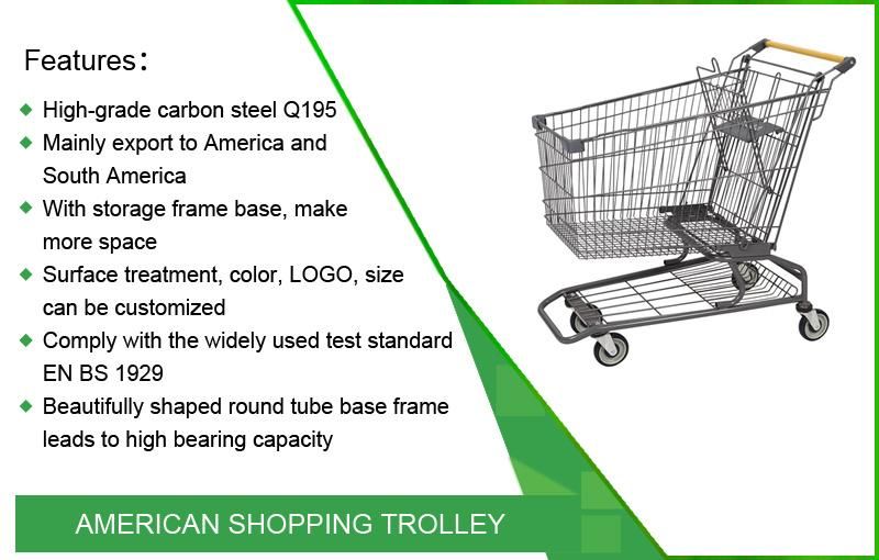 180L European Supermarket Escalator Metal Shopping Trolley