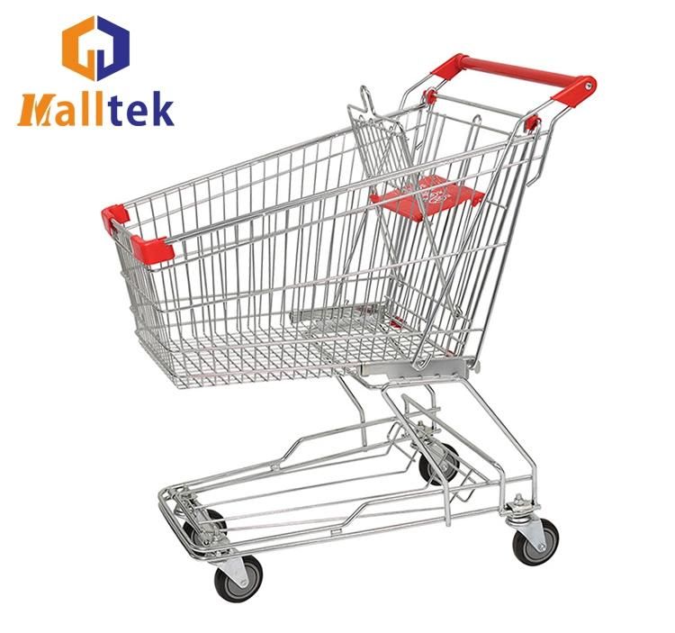 Retail Store 100L Asian Style Metal Supermarkt Shopping Trolley