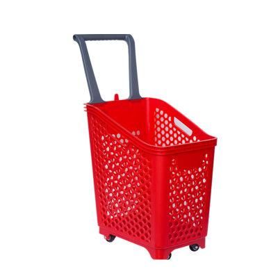 Store Used Basket Plastic Hand Pull Trolley Shopping Baskets