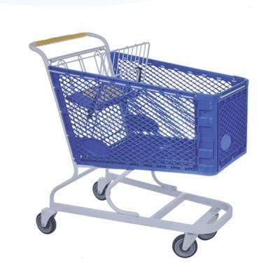 Plastic Supermarket Wheeled Shopping Hand Trolley Cart