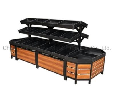 Supermarket Shelving Customizable Vegetable and Fruit Display Racks with Wood