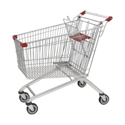 Modern 125L Metal Galvanized Store Grocery Cart with 4wheels