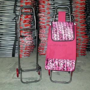 Outdoor Foldable Wheeled Metal Luggage Supermarket Shopping Trolley Basket Cart