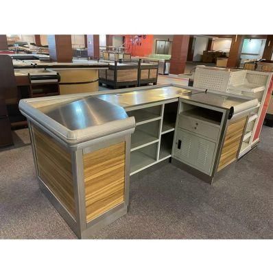 Steel Cash Register Supermarket Checkout Counter Without Conveyor Belt