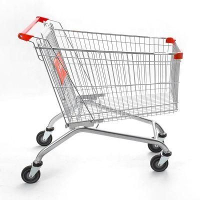 Retail Store Hand Push Cart with Seat Supermarket Metal Shopping Trolley