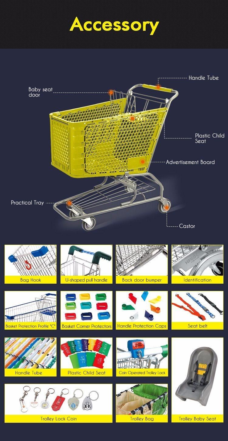 120L 2 Tiers Plastic Metal Shopping Trolley Cart