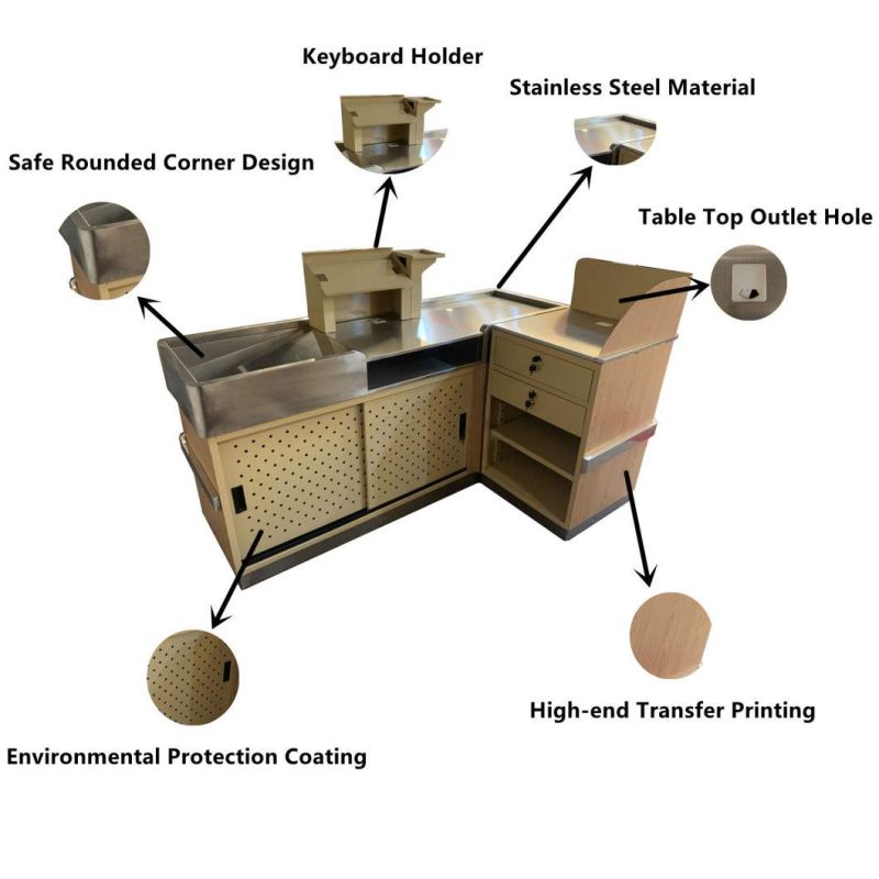 Custom Modern Retail Wooden Boutique Reception Desks Small Cashier Counter