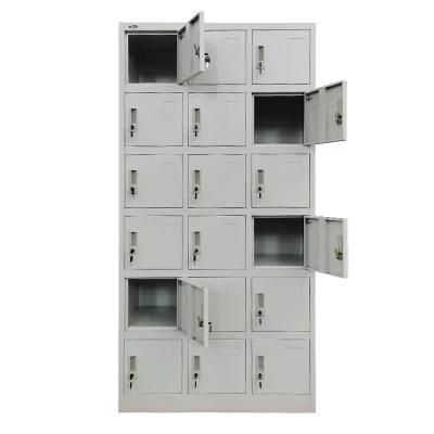 Modern Multifunctional Metal Furniture Cabinet Worker Use Steel 18 Door Storage Locker