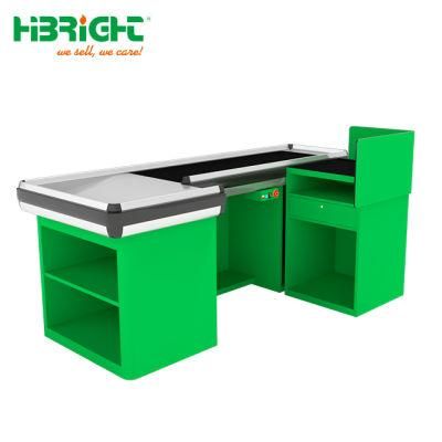 Supermarket Electric Checkout Counter with Display Shelf