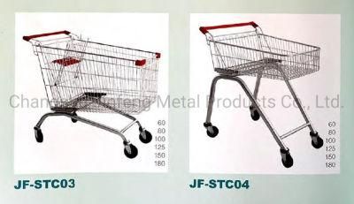 Supermarket Store Fixture Metal Shopping Carts Trolley with Wheels
