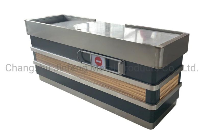 Supermarket Checkout Counter Cashier Table with Stainless Steel Protection
