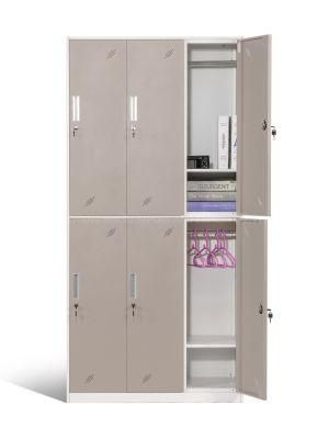 Cheap Colored Multiple Doors 6 Compartment Staff Lockers