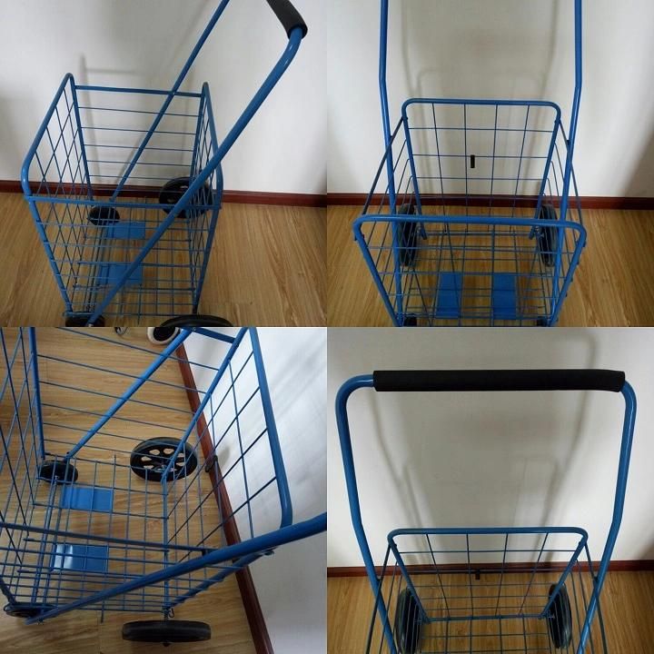 Xjyd11 Folding Shopping Cart with 4 Wheels, Steel Tube with Paint Coating: