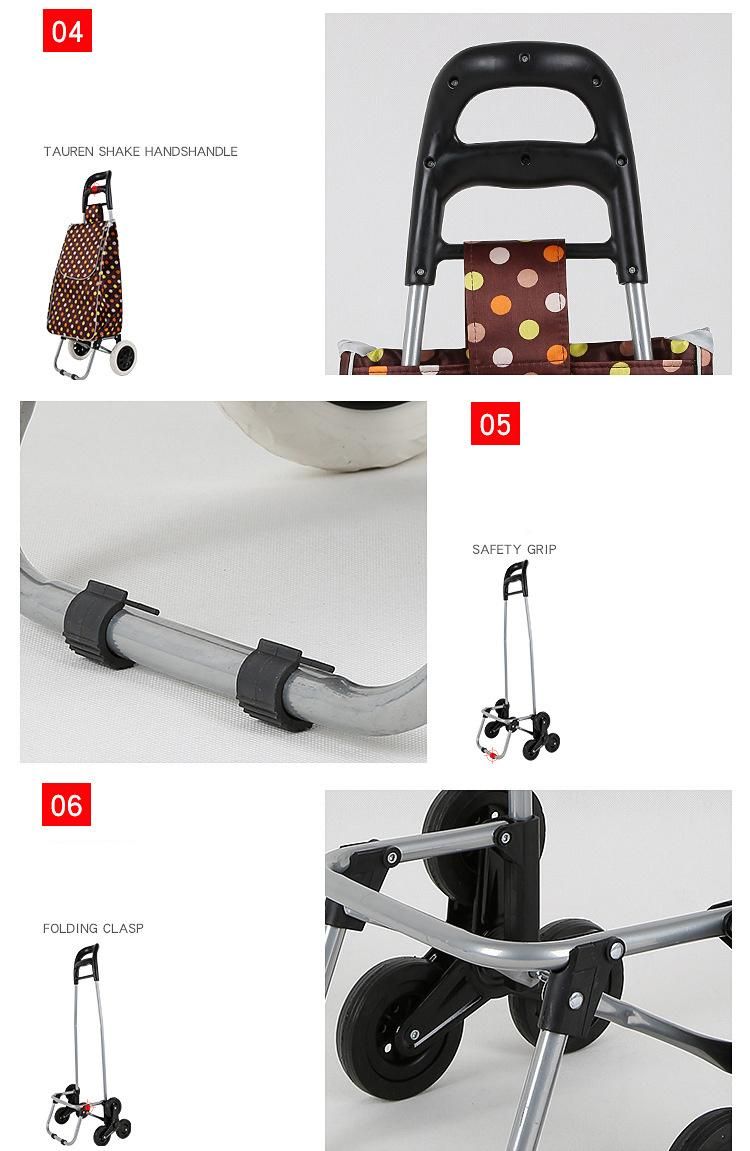 Promotional Collapsible Portable Luggage Useful Vegetable Folding Shopping Trolley Bag with Wheels