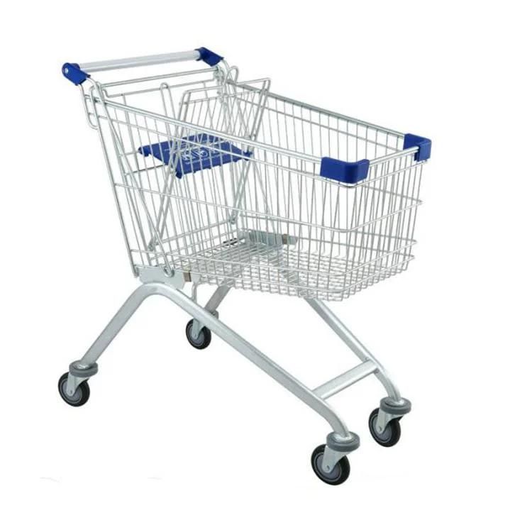 Supermarket Metal European Style Shopping Trolley Cart 60-240L