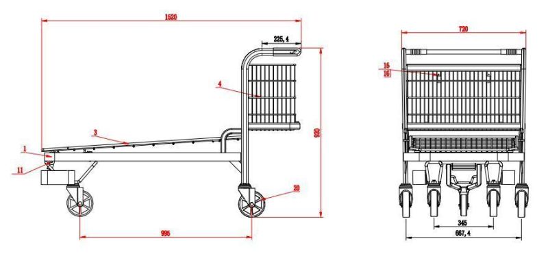 Factory Price Galvanized Shopping Cart Promotion Basket Supermarket Shop Trolley