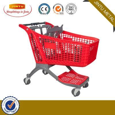 Supermarket Hypermarket American Plastic Basket Hand Push Trolley Shopping Cart