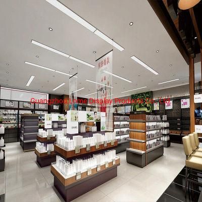 Wooden Cosmetic Store Furniture Makeup Showcase Custom Retail Shop Floor Standing