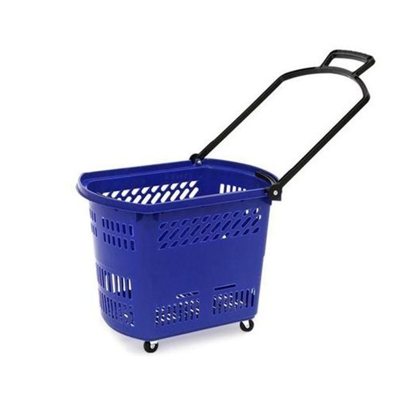 Multifunctional Folding Wheel Mesh Transparent Shopping Basket