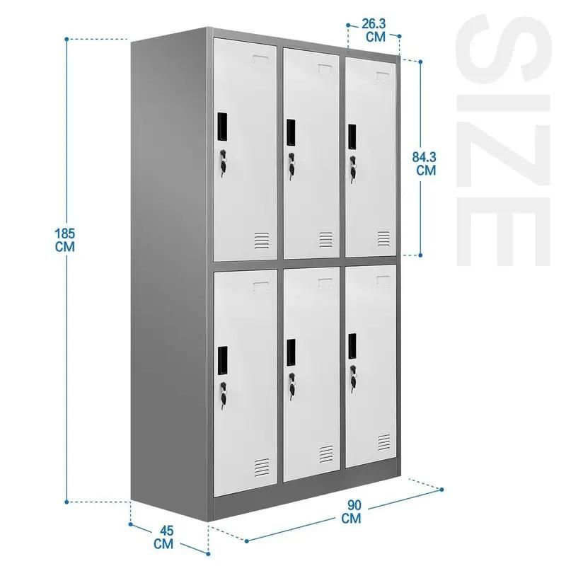 Metal Clothes Cabinet Design Steel 6 Door Locker for Supermarket