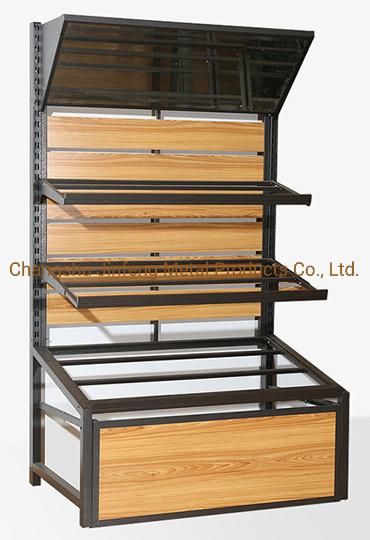 Supermarket Metal Display Shelves for Vegetables and Fruit Store Shelves with Mirror