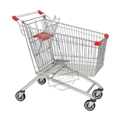 Supply 150L Metal European Retail Shopping Cart with Baby Seat