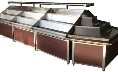 Supermarket Steel-Wood Display Rack for Vegetable and Fruit with Spray System