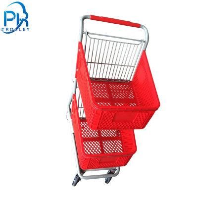 Hot Sale 2-Layer Shopping Trolley Double Basket Trolley