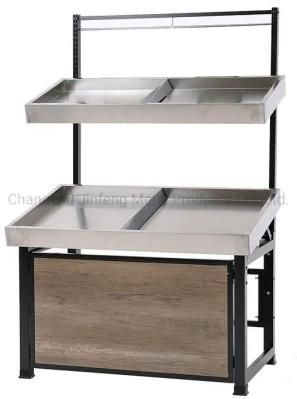 Stainless Steel and Wood Material Fruit and Vegetable Rack Fruit Shelf Jf-Vr-118