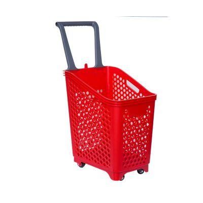 68L Large-Capacity Plastic Shopping Trolley Carts Supermarket Hand Push Carts