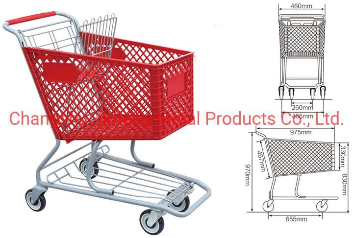 Superamrket and Shopping Mall Shopping Carts with Steel and Plastic