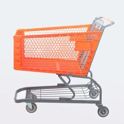 High Quality Supermarket Plastic Shopping Trolley Carts 4 Wheels