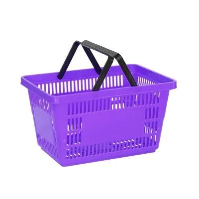 Hot Selling Shupermarket Plastic Shopping Basket Double Handle Basket