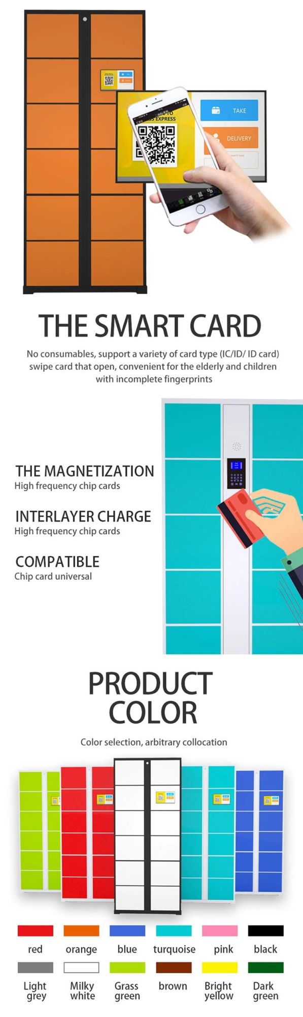 Fingerprint Identification Steel Automatic Locker Metal Electronic Cabinet Digital Locker