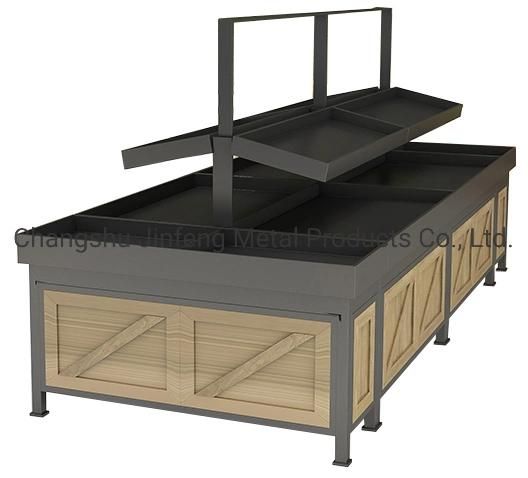 Supermarket Furniture Retail Store Display Metal Wooden Fruit and Vegetable Stand