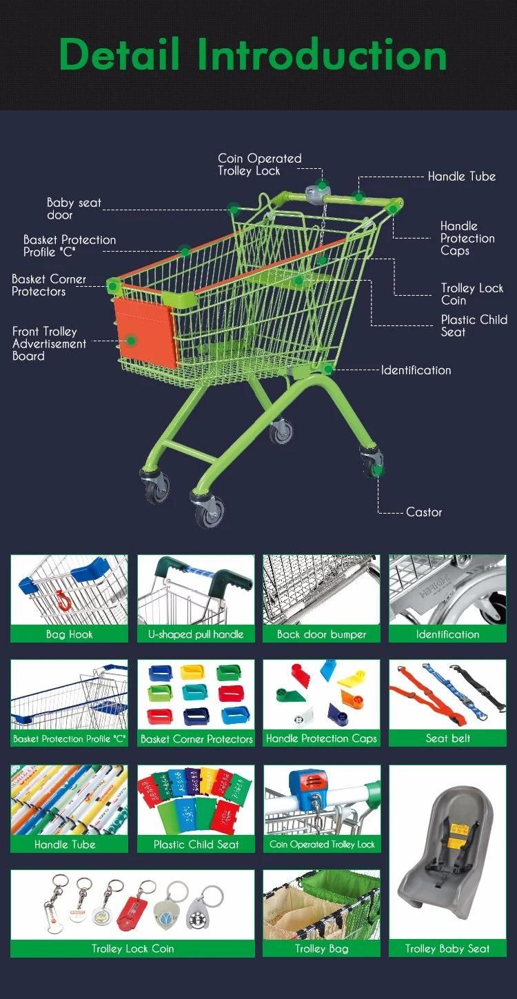 Whokwsale Supermarket Shopping Trolley Carts with Casters