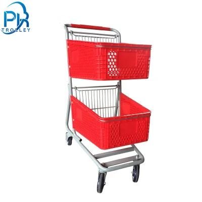 165L Double Baskets Shopping Trolley